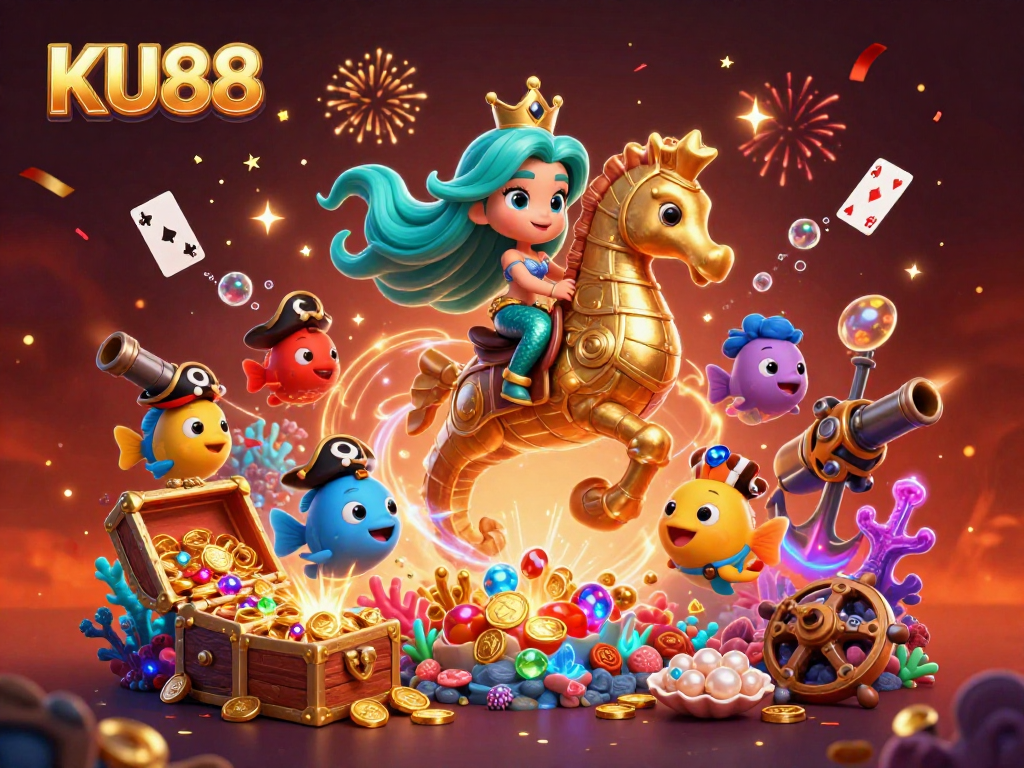 Engage with KU88 for immersive casino fun featuring a mermaid princess and treasure.