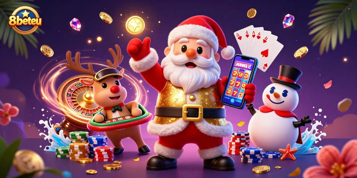 Win big at 8xbeteu with a dazzling casino scene featuring playful characters and vibrant game elements.