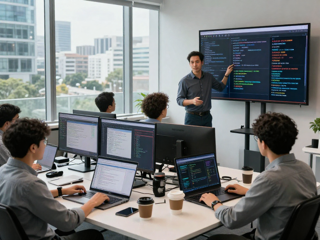AI detector software team analyzing flagged content in a modern workspace.