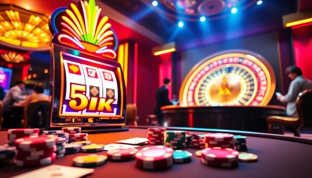 Experience the thrill of winning with slot depo 5k at a vibrant casino featuring lively players and colorful gameplay.