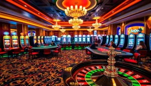 Experience the excitement at SODO CASINO with vibrant gaming tables and slot machines.