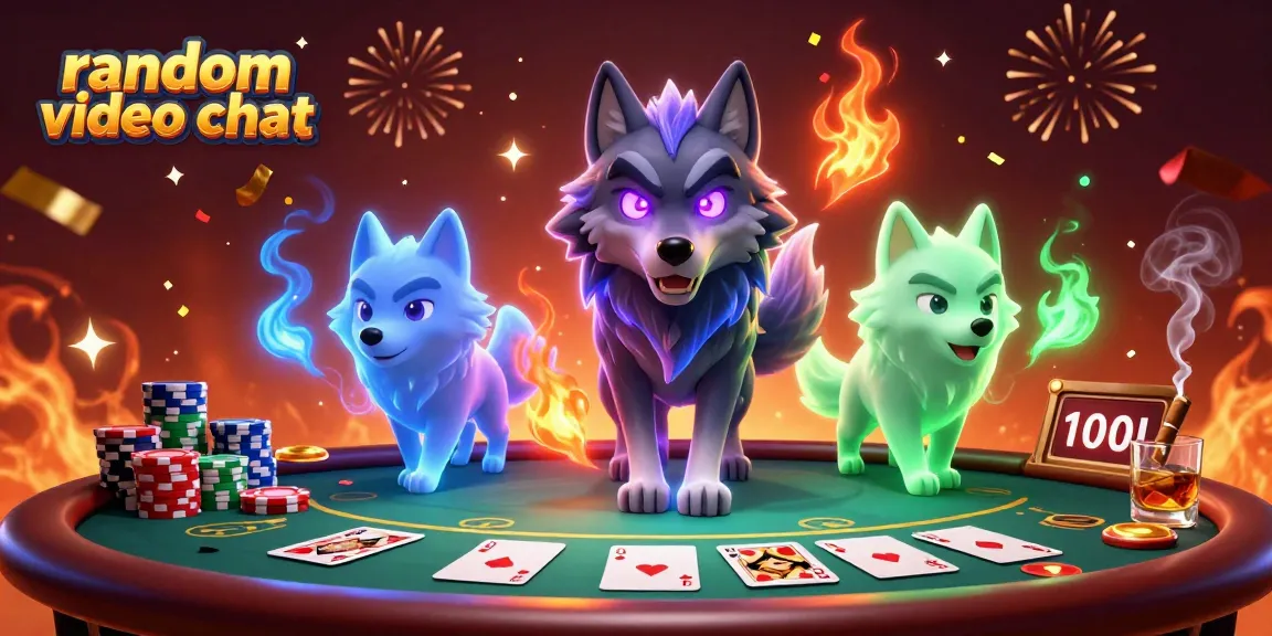 Experience random video chat excitement with vibrant casino scenes and thrilling poker action.