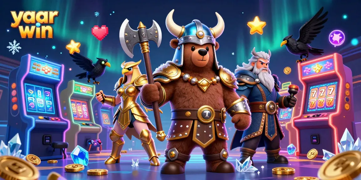 Engage with yaar win gaming excitement featuring Viking characters and slot game elements.