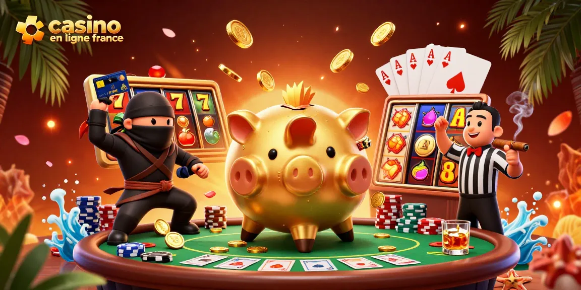 Jouez à des jeux passionnants sur un casino en ligne en France, où un sumo et un ninja se battent.