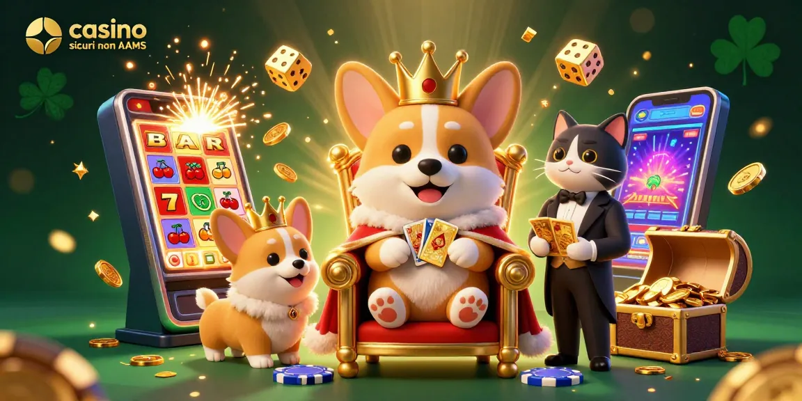 Gioca nei casino sicuri non AAMS con corgi reali e fortunati durante un'esplosione di jackpot.