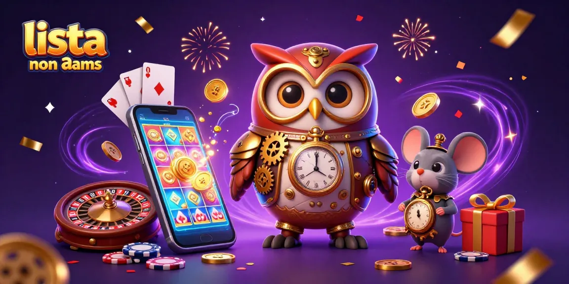 Giocatori esplorano la lista casino non AAMS, circondati da giochi e premi scintillanti.