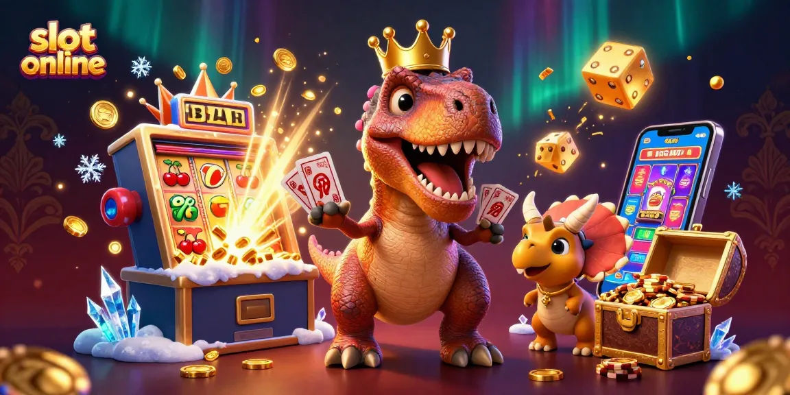 Engaging slot online scene with cartoon characters playing casino games amidst a jackpot explosion.