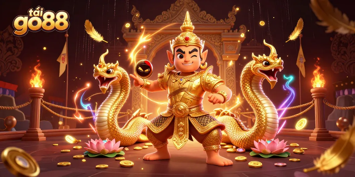 Engage in thrilling casino action with tải go88, featuring vibrant illustrations of guardian warriors and dynamic gaming elements.
