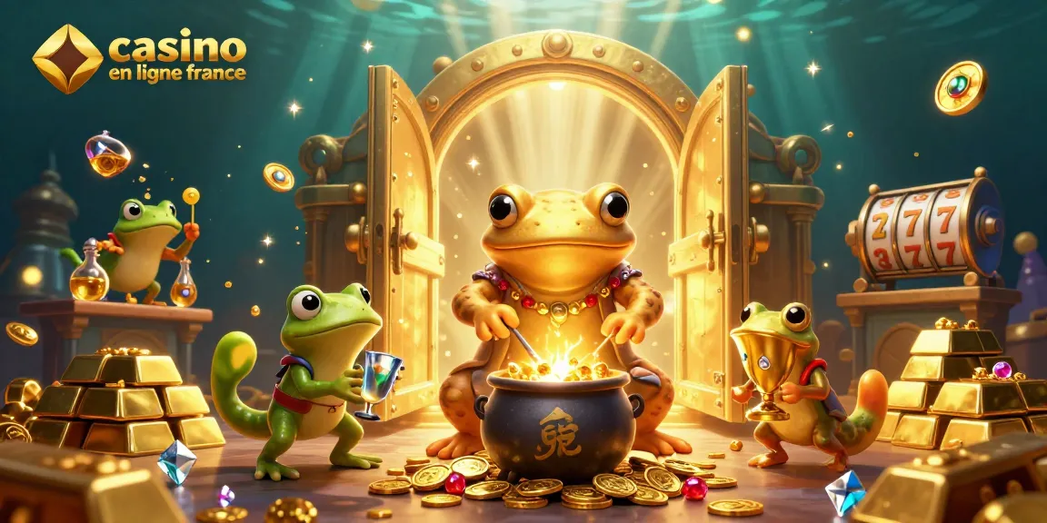 Illustration de casino en ligne France avec un alchimiste et des pièces d'or.