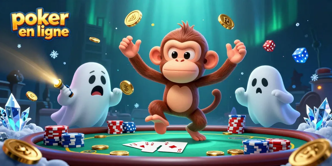 Jouez au poker en ligne et affrontez un singe poltergeist jongleur dans un casino hanté.