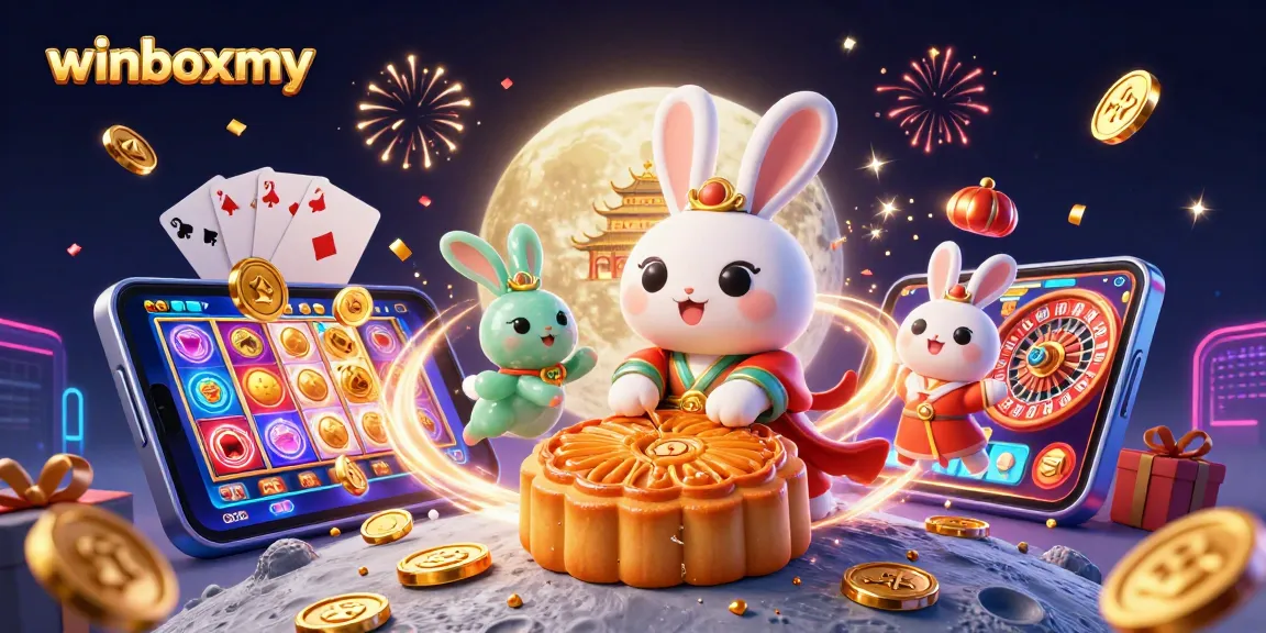 Engage in thrilling gameplay with winboxmy, featuring exciting casino games and animated decorations.