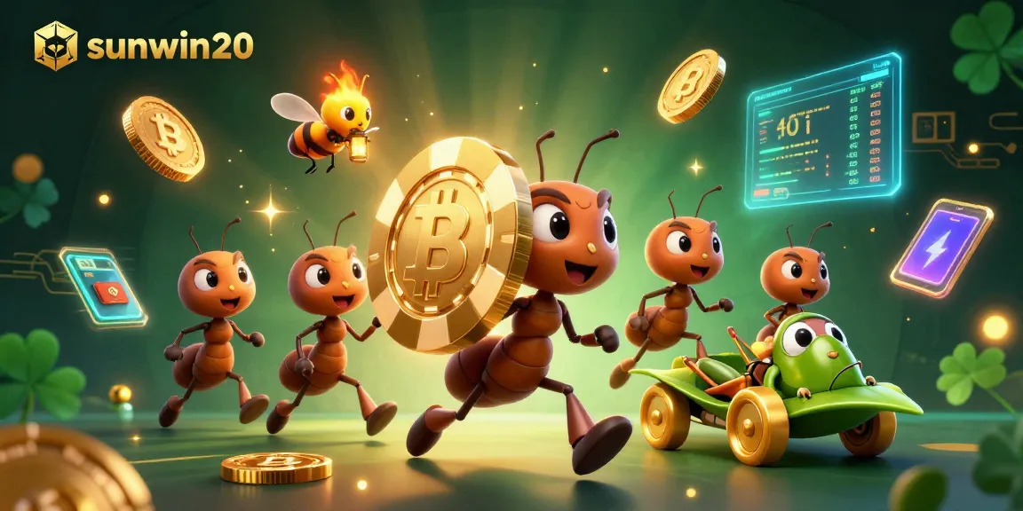 Engage with sunwin20 by exploring an illustrated casino heist scene filled with vibrant 3D elements.