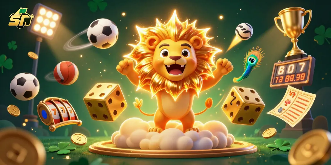 Explore shbet's exciting world with a vibrant 3D casino illustration filled with games and rewards.