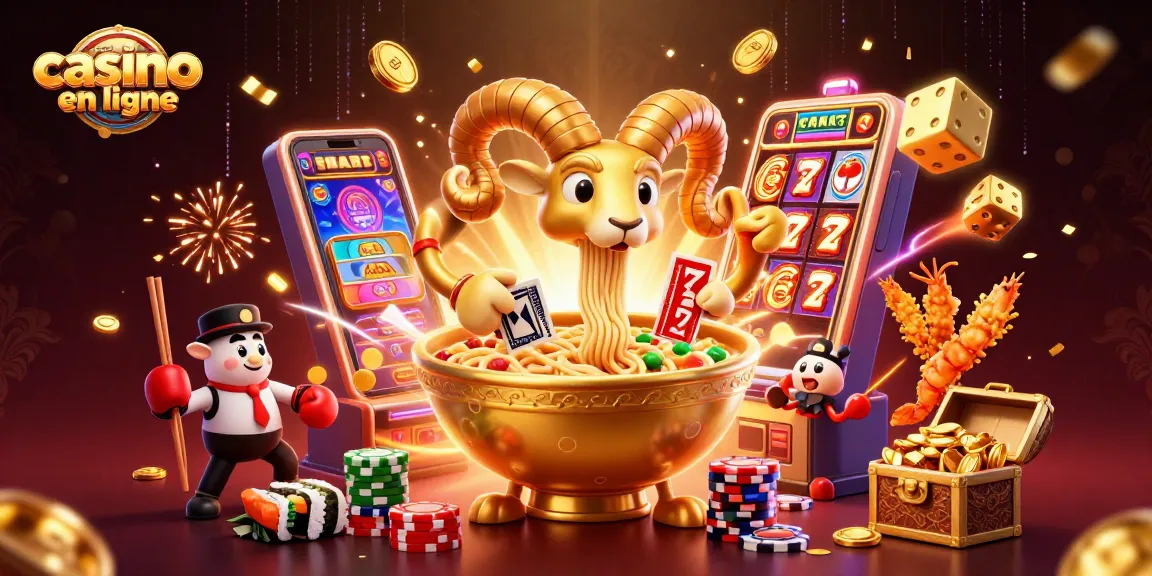 Découvrez les joyaux du nouveau casino en ligne avec un ramen géant distribuant des cartes.
