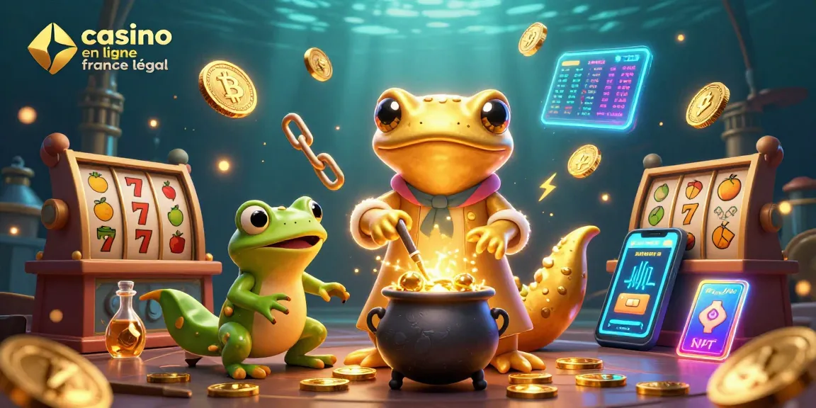 Visualisez le casino en ligne France légal avec un alchimiste doré et des créatures qui transforment des pièces d'or.