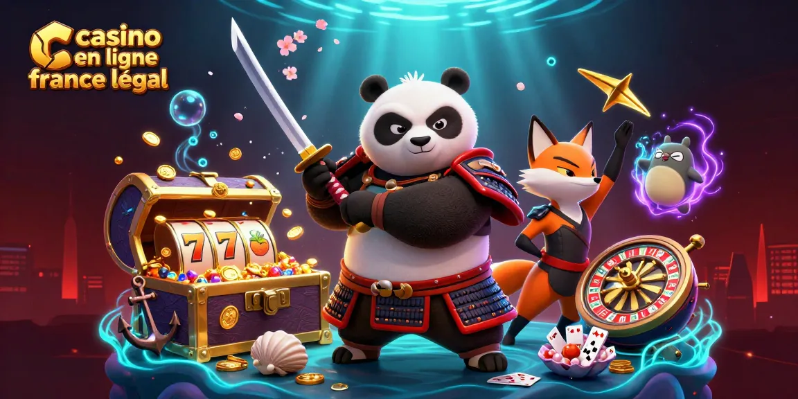 Plongez dans l'univers du casino en ligne légal en France avec un panda samouraï et un renard ninja intrigants.