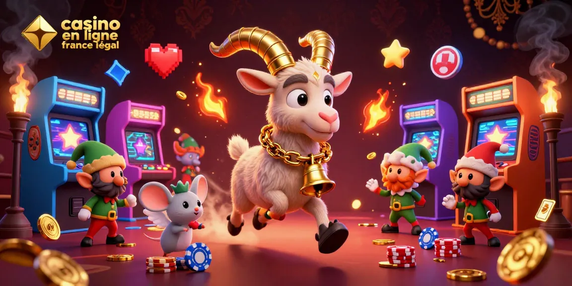 Jeu de casino en ligne France légal avec le Krampus et des gremlins, ambiance festive.