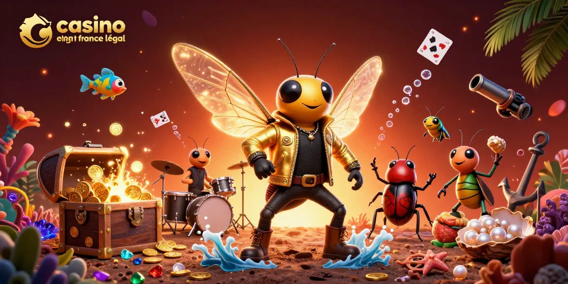 Plongez dans l'univers du casino en ligne France légal avec cette illustration dynamique remplie de trésors et de personnages captivants.