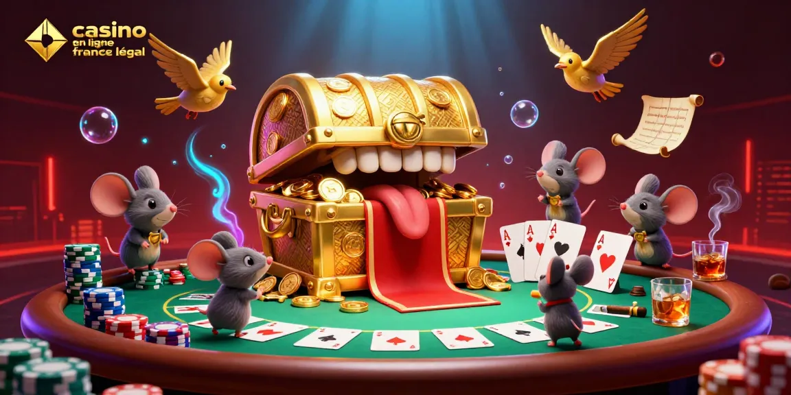 Jouez au casino en ligne légal en France avec un coffre au trésor fascinant et des personnages ludiques.