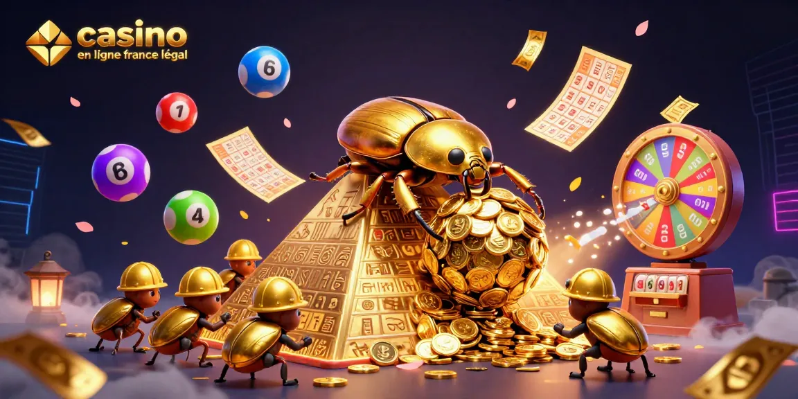 Jouer au casino en ligne France légal avec des symboles de chance et des pièces d'or en mouvement