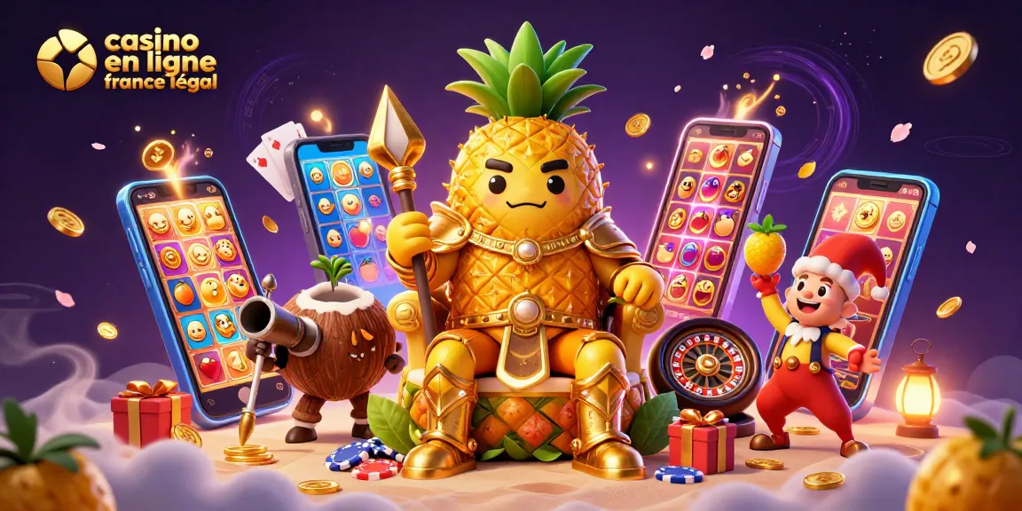 Profitez des jeux de casino en ligne légal en France grâce à cette illustration amusante des personnages festifs.