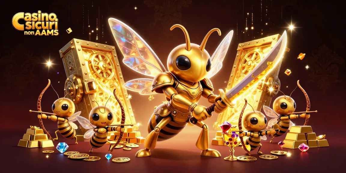 Gioca ai migliori casinò sicuri non AAMS con slot e vincite straordinarie, rappresentati in un'illustrazione vivace.