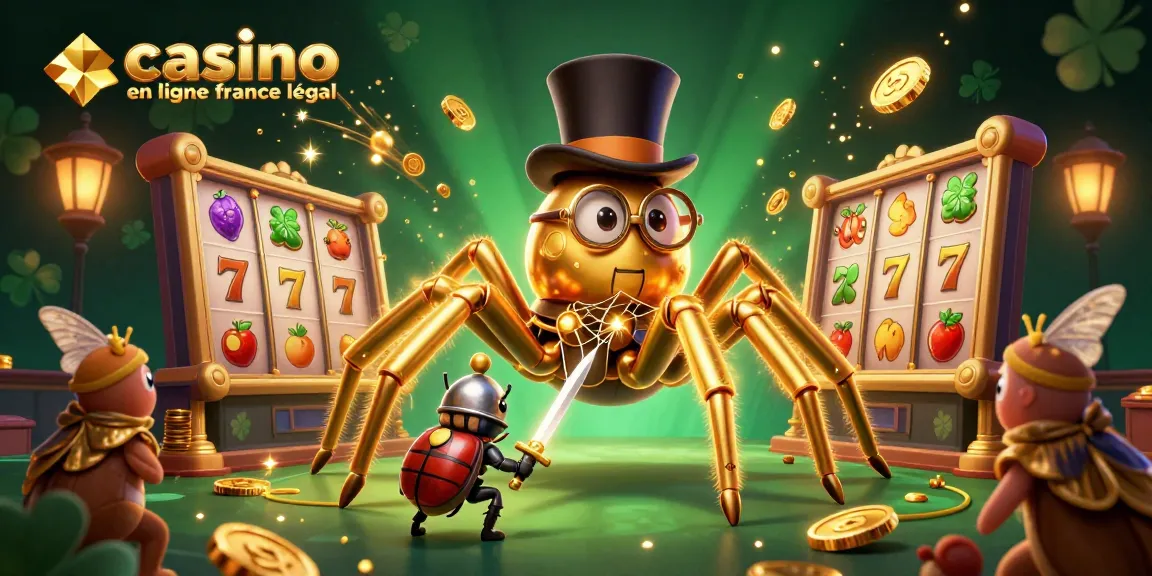 Gagnez avec le casino en ligne légal en France dans une scène illustre de héros et de symboles de jeux.