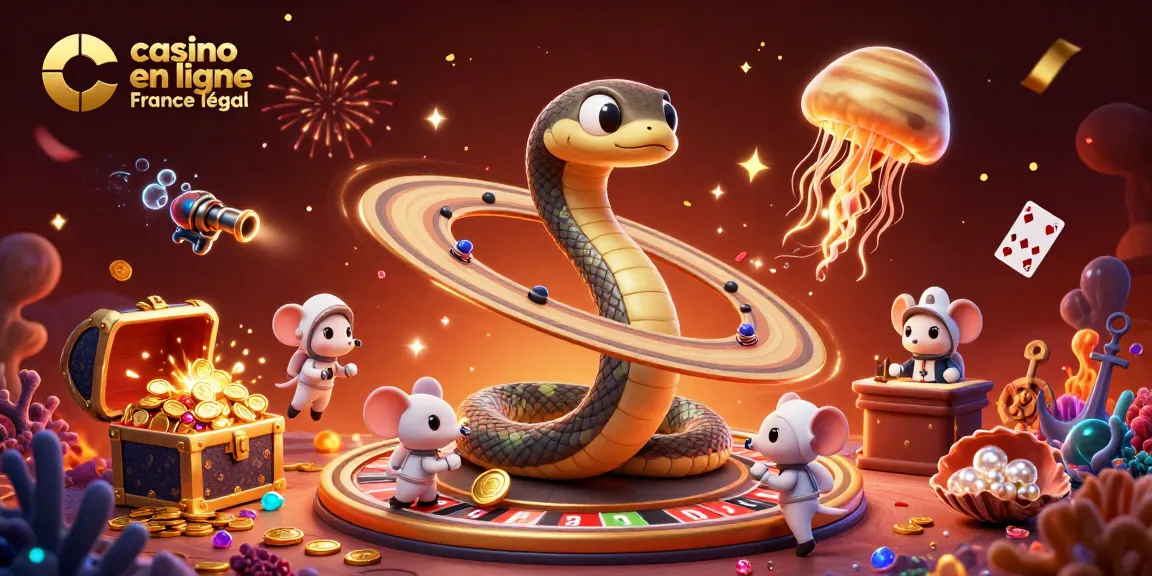 Visualisation spectaculaire d'un casino en ligne France légal où une créature cosmique anime le jeu.