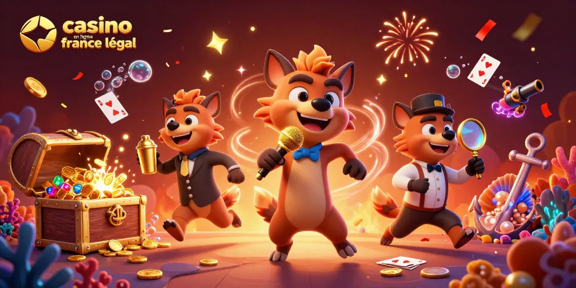 Casino en ligne légal en France : Les hyènes s'amusent dans un club de casino comique avec des pièces d'or et des gemmes colorées.