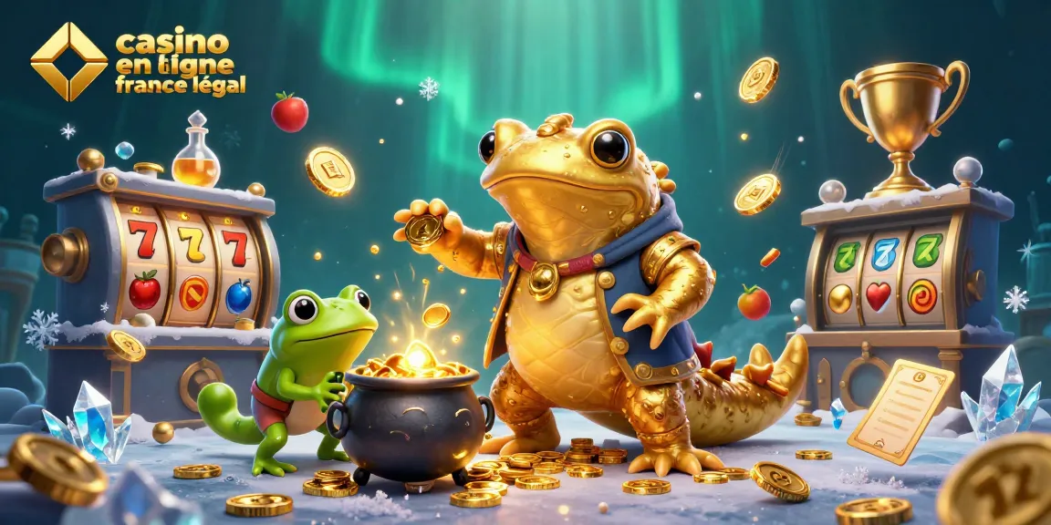 Illustration dynamique de la magie alchimique au casino en ligne France légal avec des pièces d'or et des symboles de jeux.