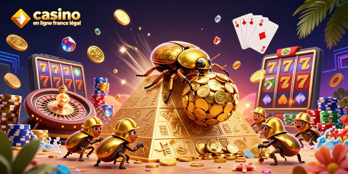 Casino en ligne France légal : un scarabée doré dans un univers de jeux et de gains