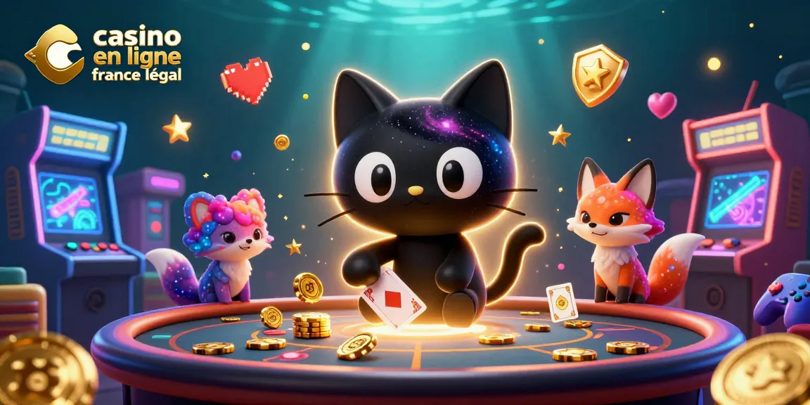 Plongez dans le monde du casino en ligne France légal avec cette illustration captivante de personnages dans un casino cosmique.