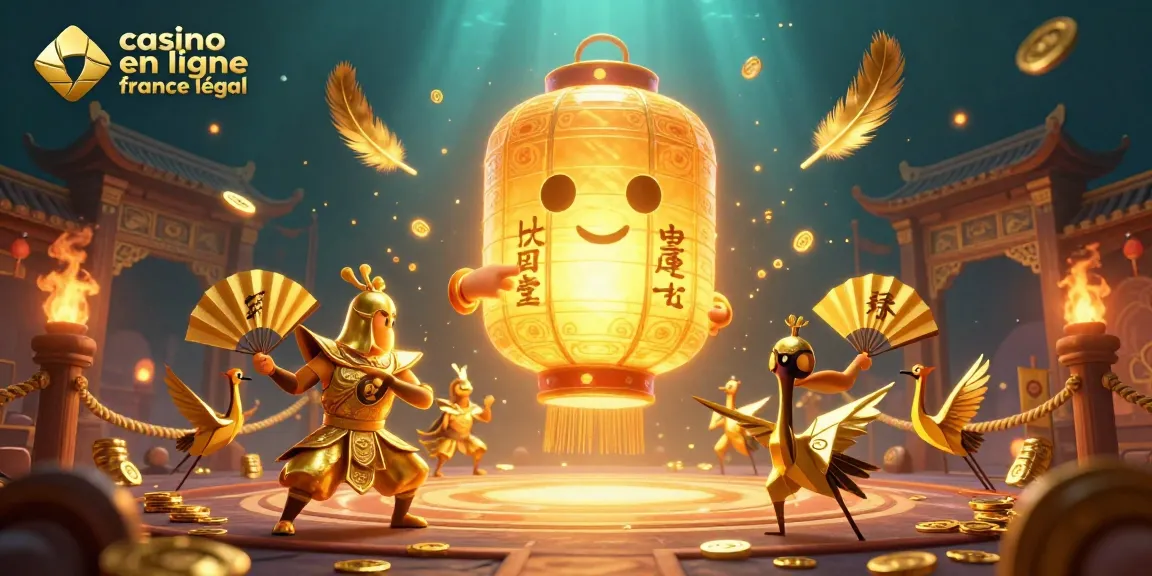 Découvrez des éléments d'un casino en ligne France légal avec l'esprit lantern de la chance et des guerriers en papier.