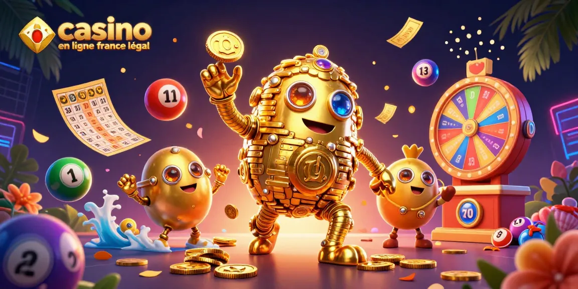 Le casino en ligne légal en France présente un golem doré dynamique entouré de lots de jeux.