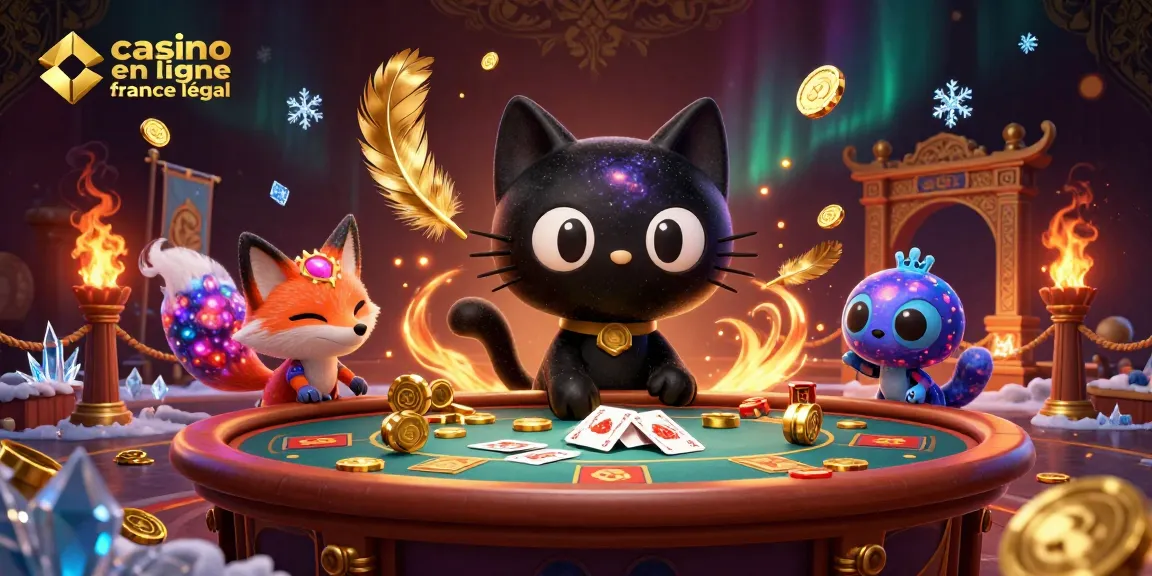 Jouez dans un casino en ligne France légal avec le chat noir horreur gravitationnel et ses amis colorés.