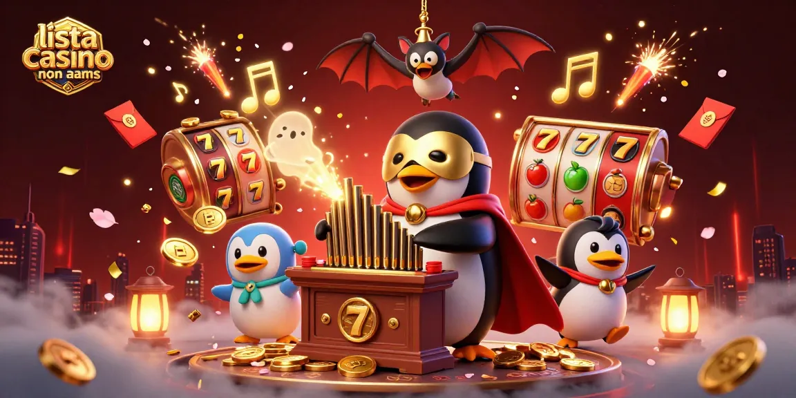 Gioca con i migliori della lista casino non aams: scena animata con simboli e personaggi di gioco.