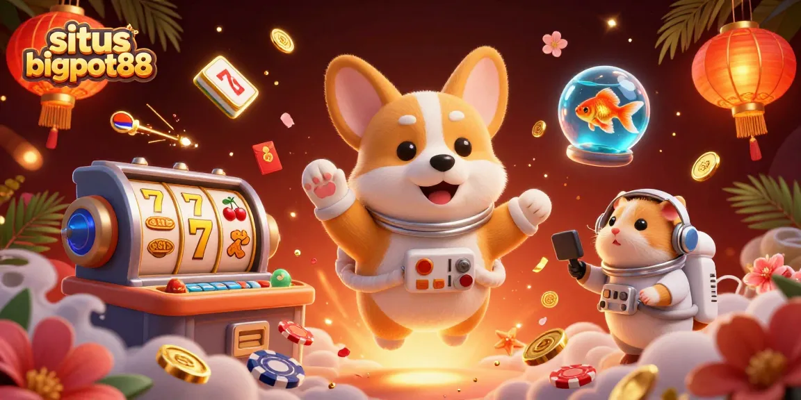 Experience the thrill of situs bigpot88 with a vibrant 3D casino scene filled with exciting game elements.