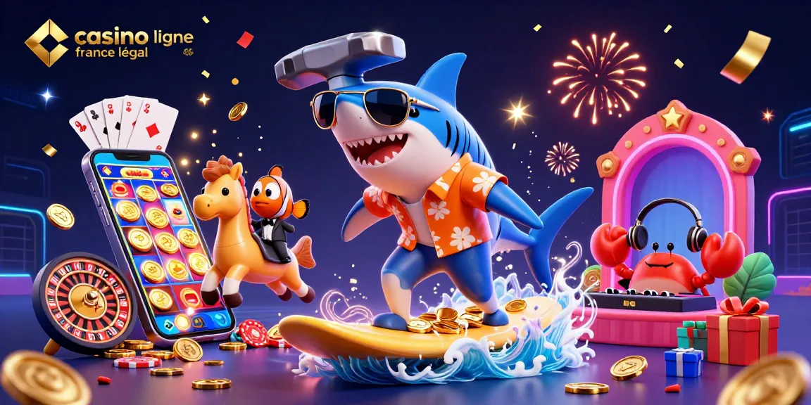 Jouer à des jeux de casino en ligne France légal avec des personnages animés sur une scène riche en éléments de jeu.