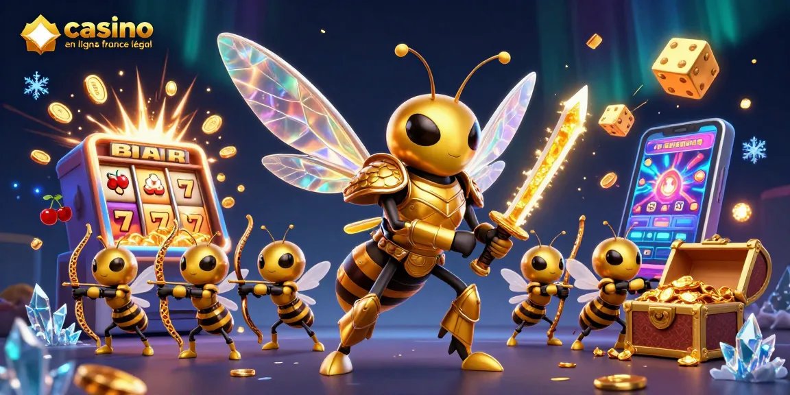 Gagnez dans le casino en ligne légal en France avec une illustration captivante de jeux de machines à sous et plus.