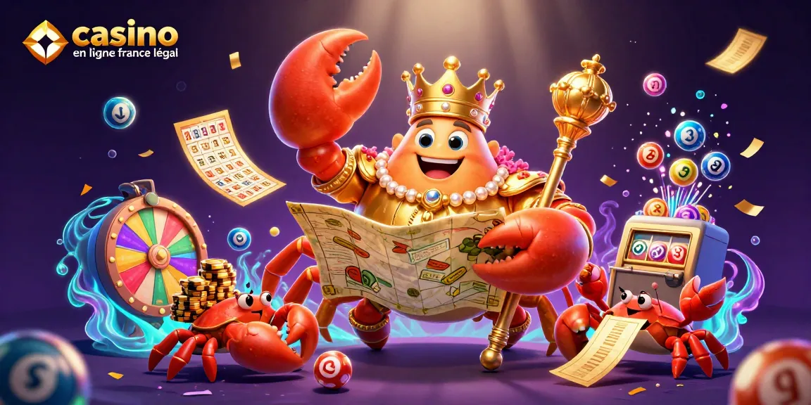 Le crab empereur royal entouré de serviteurs hermit en jouant au casino en ligne France légal