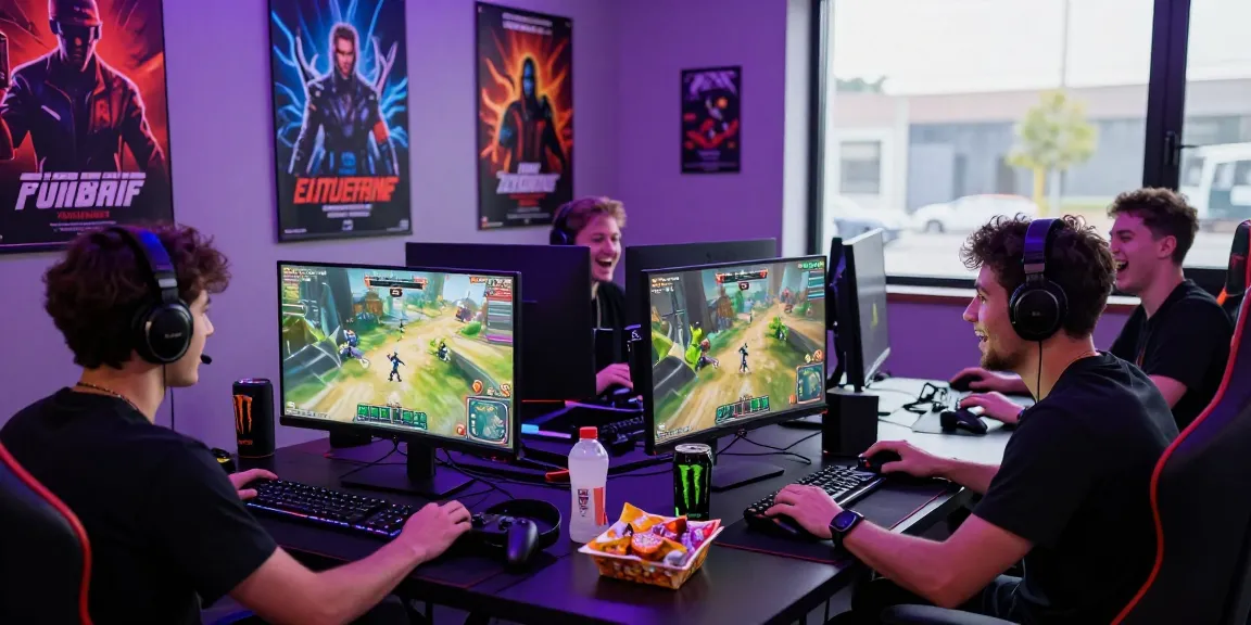 Exciting gaming session with friends featuring rokok88 login displayed on monitors and vibrant atmosphere.