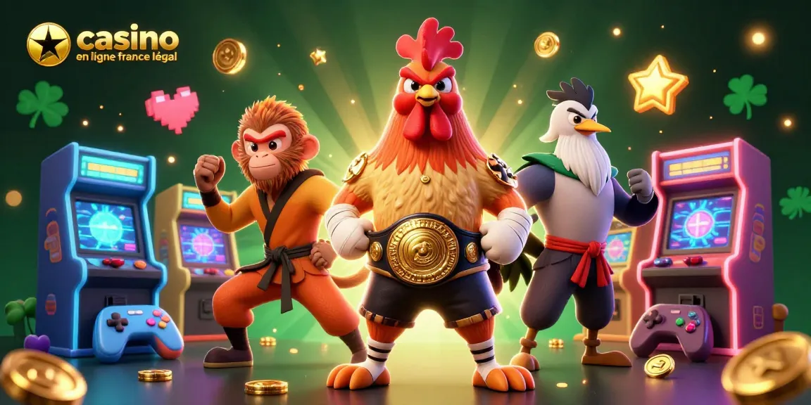 Capturez l'expérience de jeu avec le casino en ligne légal en France, illustrant des personnages marquants et des éléments de jeu dynamique.