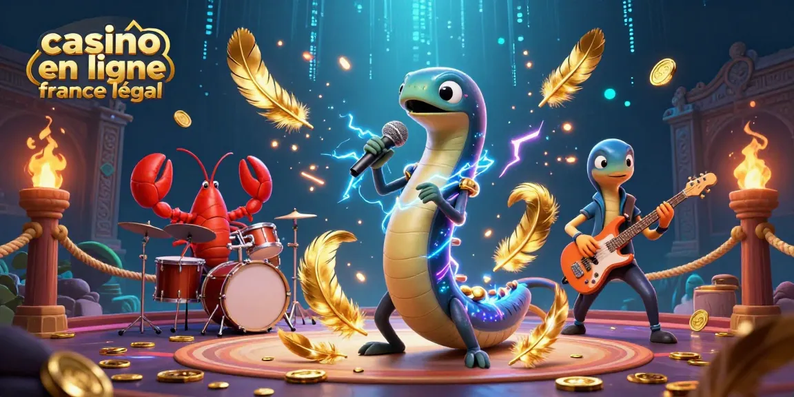 Illustration animée représentant un casino en ligne France légal avec une anguille DJ et un groupe sous-marin.